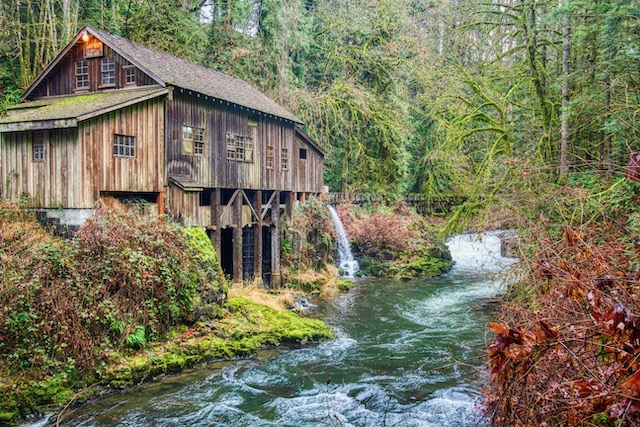 Grist mill along river